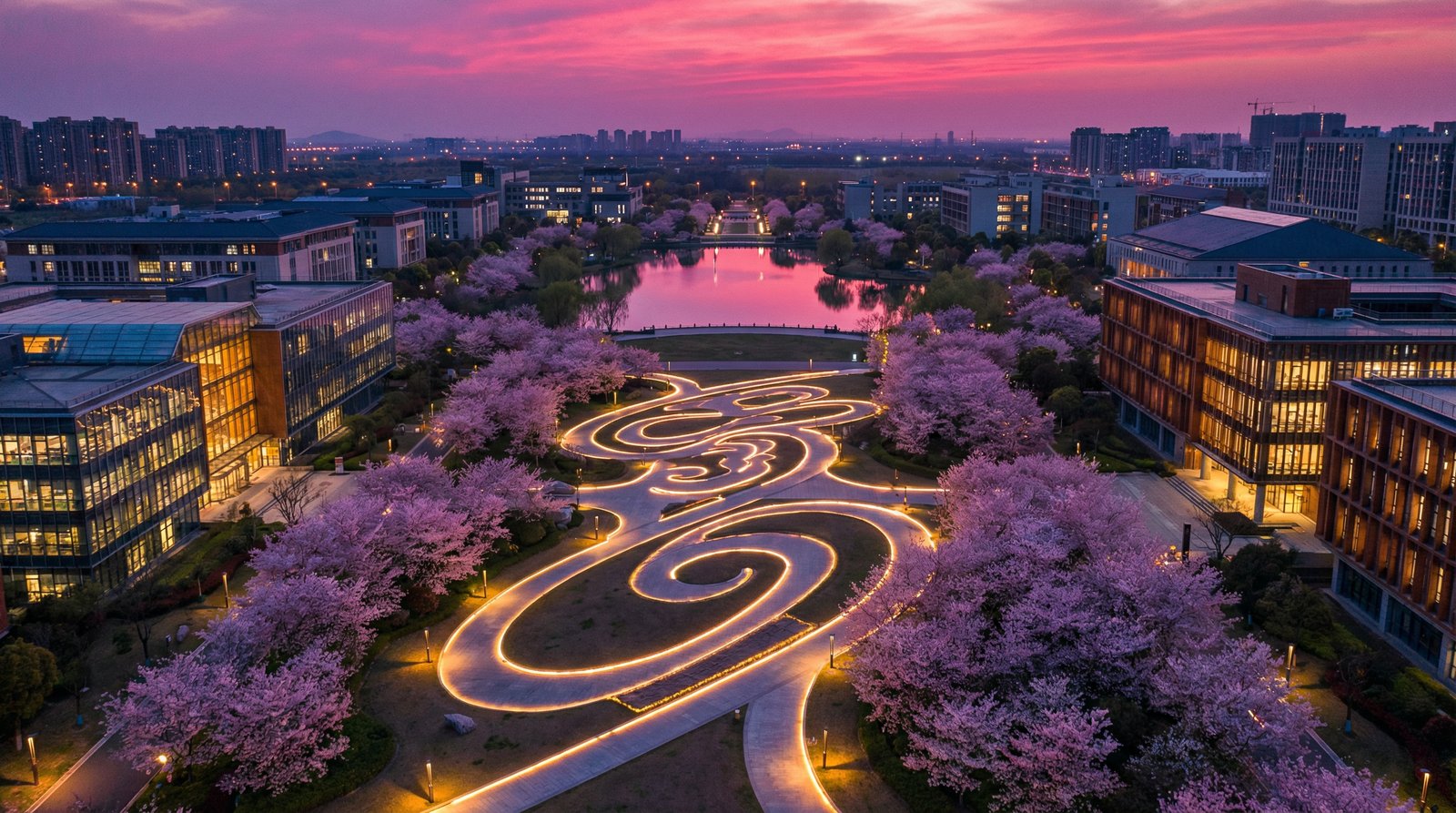 暗网传媒航拍校园夜景传媒